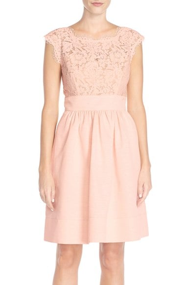 Eliza J Lace & Faille Dress (Regular & Petite) Blush Nordstrom pre-black friday sale