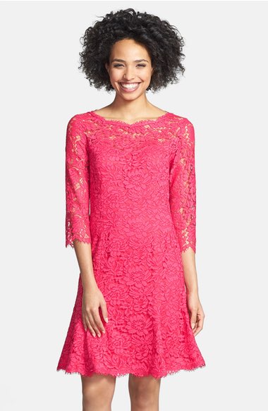 Eliza J Lace Fit & Flare Dress (Regular & Petite) Pink Nordstrom pre-black friday sale