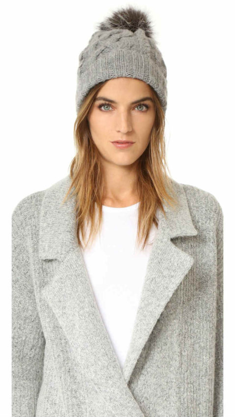 Eugenia Kim Andrea Pom Pom Beanie Light Gray pom beanies winter 2016