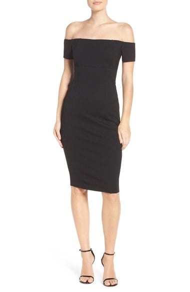 Felicity & Coco Off the Shoulder Midi Dress (Nordstrom Exclusive) Black off the shoulders holiday party season