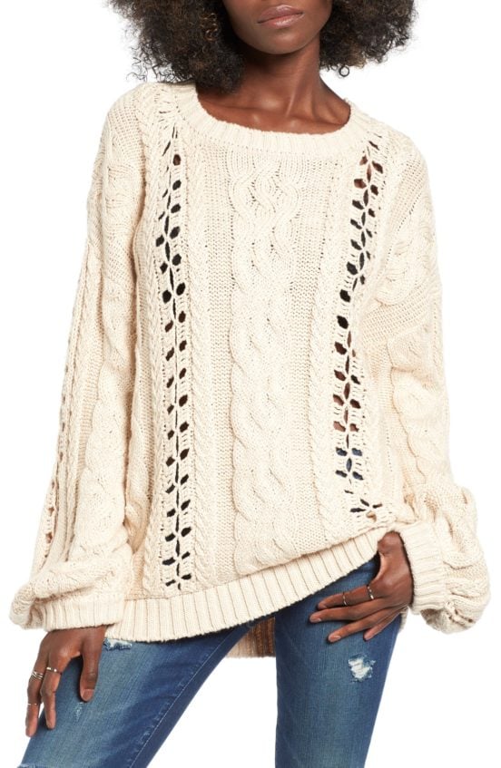 For Love & Lemons Wythe Cable Knit Sweater Natural cable knit sweaters winter 2016