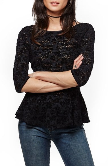 Free People 'Second Chance' Peplum Top Black lace tops 