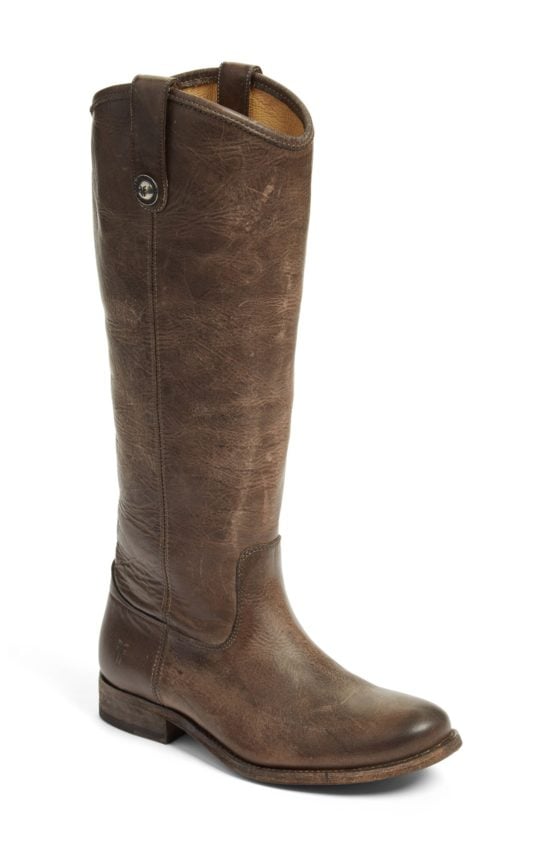 Frye 'Melissa Button' Leather Riding Boot (Women) Slate Leather flat boots winter