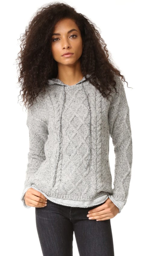 Generation Love Phoebe Cable Knit Hoodie Heather Grey cable knit sweaters winter