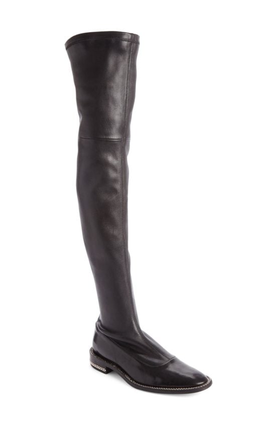 Givenchy Double Chain Over the Knee Boot (Women) Black Leather flat boots