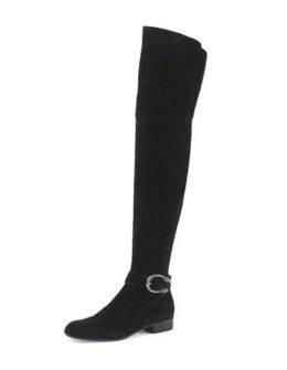 Gucci Dionysus Suede Over-The-Knee Boot Nero flat boots