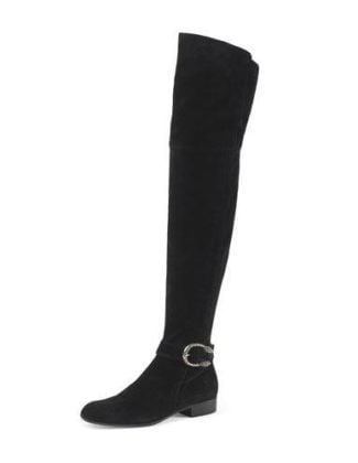 Gucci Dionysus Suede Over-The-Knee Boot Nero flat boots