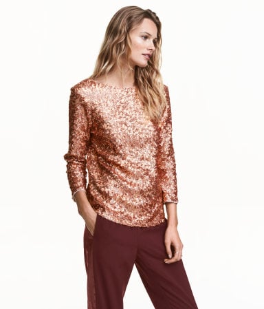 H&M Sequined Top Bronze-Colored sequin tops holidays new year's eve