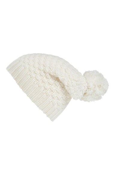 Halogen® Slouchy Cashmere Beanie Ivory Cloud pom beanies 