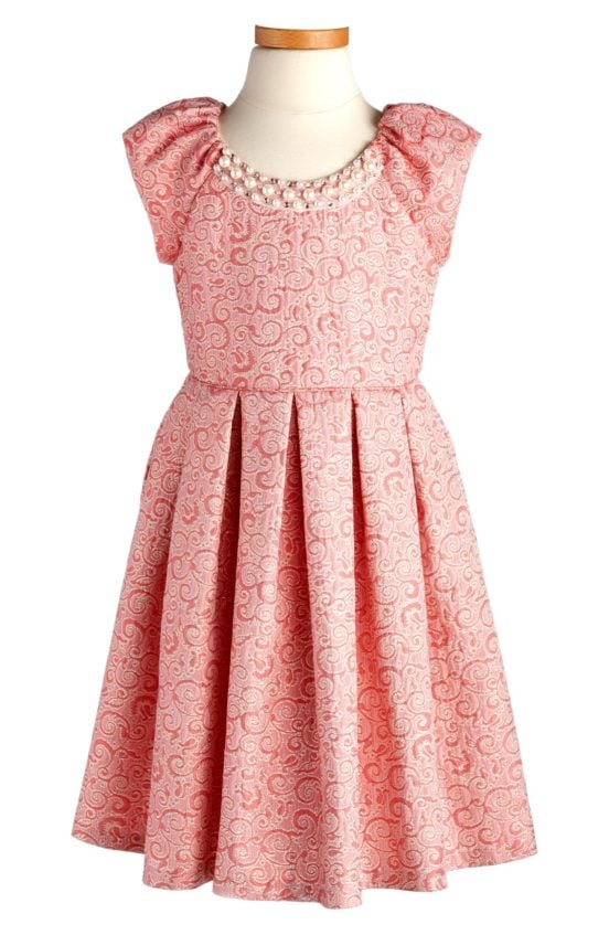 Iris & Ivy Embellished Jacquard Dress (Toddler Girls, Little Girls & Big Girls) Coral thanksgiving dresses for toddler girls