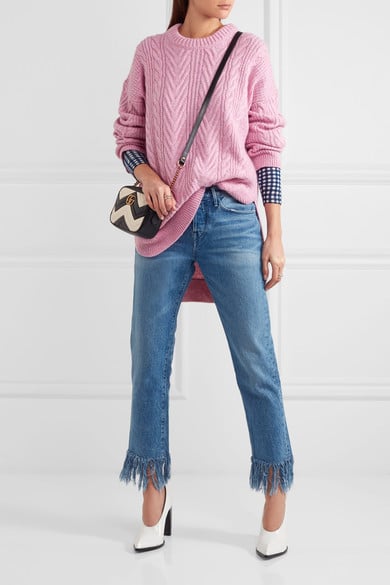 J.CREW Norton cable-knit cashmere and mohair-blend tunic pink cable knit sweaters winter
