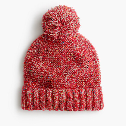 J.Crew POM-POM HAT IN MARLED ITALIAN WOOL BLEND item f8737 Poppy Multi pom beanies