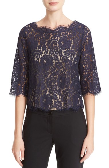 Joie 'Evie' Lace Top Dark Navy lace tops holiday party
