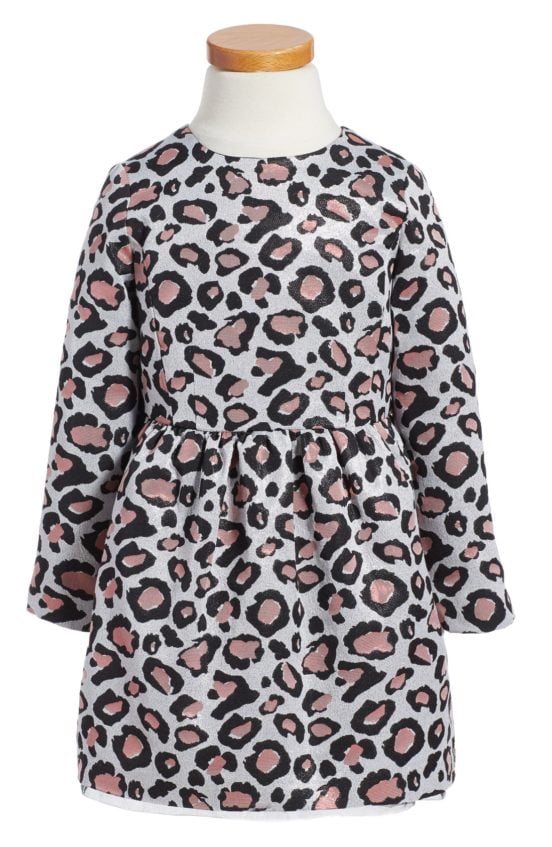 LITTLE MARC JACOBS Leopard Spot Party Dress (Toddler Girls, Little Girls & Big Girls) Grey Pink thanksgiving dresses for toddler girls