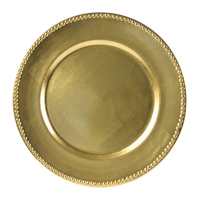 Lacquer 13" Beaded Charger Plate by Ten Strawberry Street Gold charger plates holidays