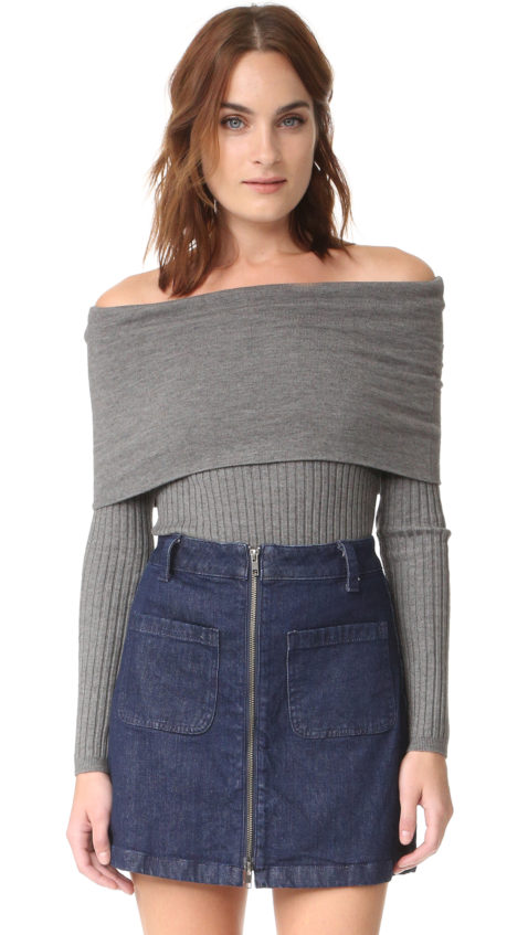 Line & Dot LEA OFF SHOULDER TOP Heather Grey Shopbop Surprise Sale