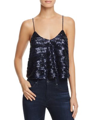 Lucy Paris Sequin Crop Top Navy Blue sequin tops holiday party season new year's eve