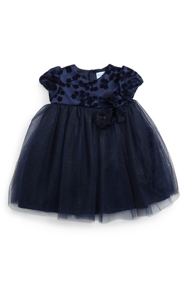 Luli & Me Twinkle Fit & Flare Dress (Baby Girls) Navy Blue thanksgiving dresses for baby girls