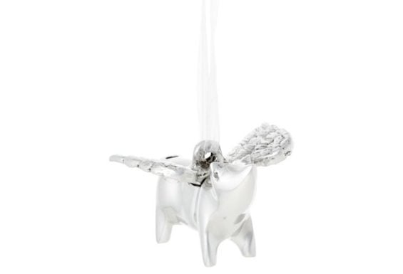 Lunares 4" Pig with Wings Ornament, Silver One Kings Lane 20% off holiday decor sale