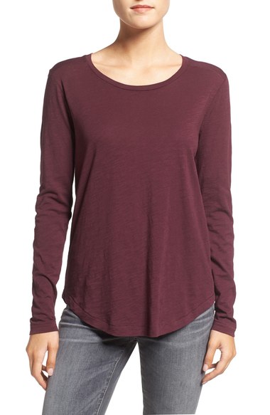 Madewell Whisper Cotton Long Sleeve Crewneck Tee Red Rock Nordstrom pre-black friday sale