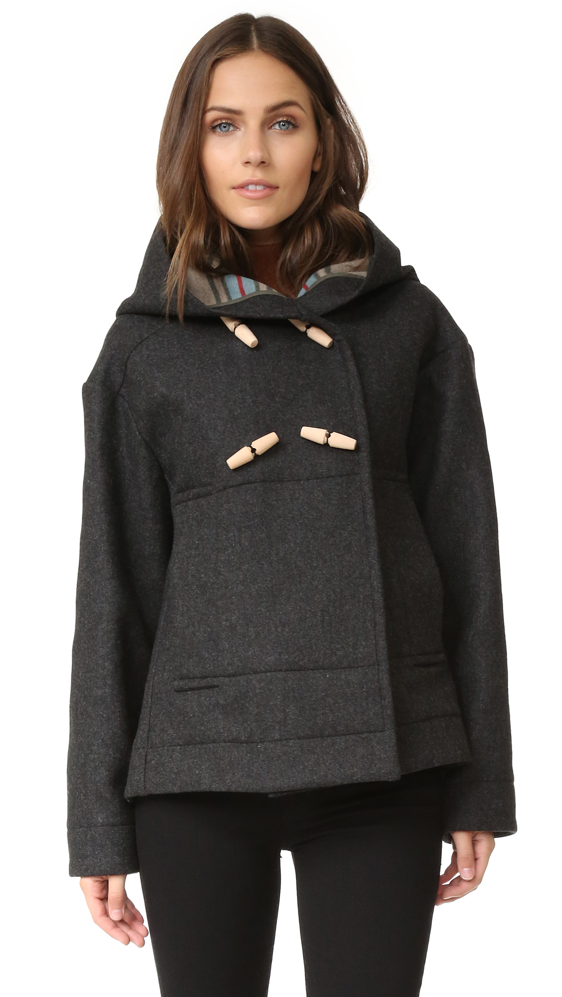 Maison Kitsune Duffle Coat Anthracite  toggle coats 