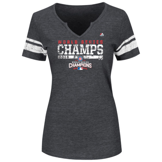 Majestic Chicago Cubs Women's Charcoal 2016 World Series Champions Interview Me T-Shirt