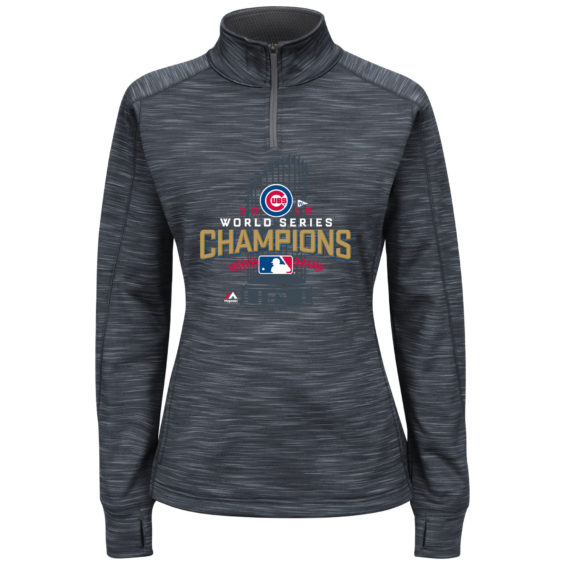 Majestic Chicago Cubs Women's Gray 2016 World Series Champions Streak Fleece Quarter-Zip Sweatshirt chicago cubs world series champions