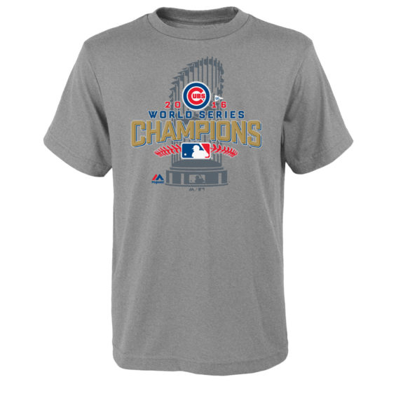 Majestic Chicago Cubs Youth Heathered Gray 2016 World Series Champions Locker Room T-Shirt