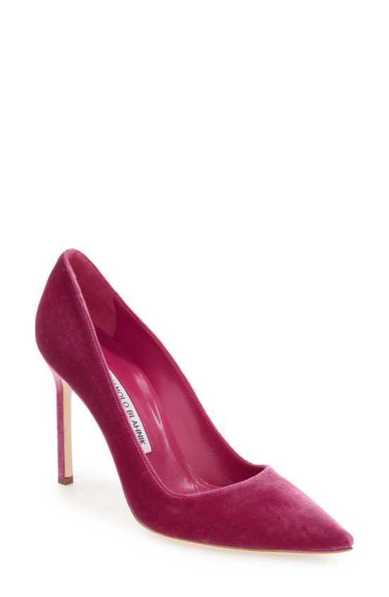 Manolo Blahnik 'BB' Pump (Women) Rose Pink Velvet pumps winter