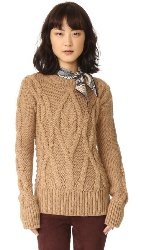 Marissa Webb Gordon Mixed Cable Sweater Camel cable knit sweaters 