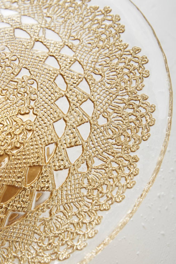 Metallic Lace Cake Stand Gold Anthropologie 20% off holiday home sale