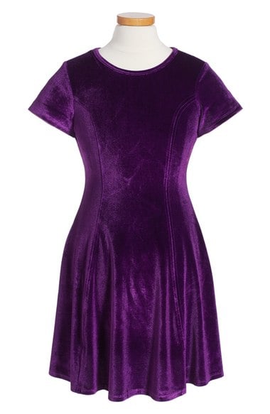 Miss Behave 'Priscilla' Velvet Dress (Big Girls) Purple thanksgiving dresses for tweens