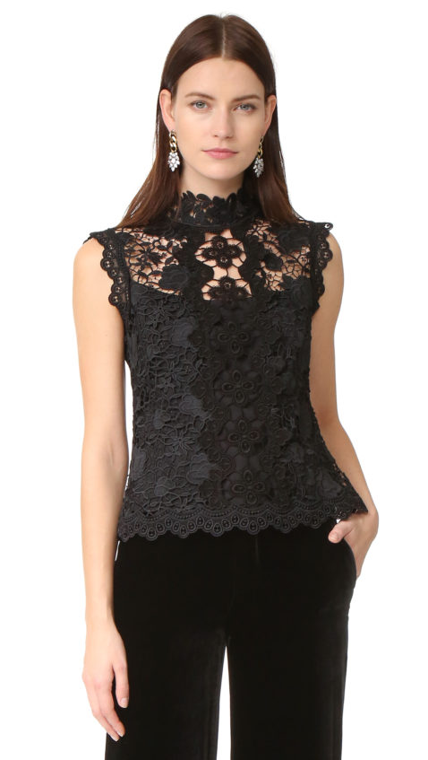 Nanette Lepore Lacey Crop Top Black lace tops holiday party season