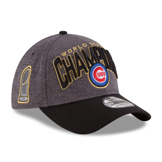 New Era Chicago Cubs Graphite/Black 2016 World Series Champions Locker Room On Field 39THIRTY Flex Hat chicago cubs world series champions