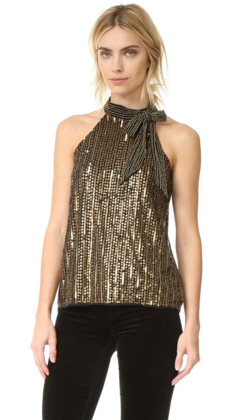 Parker Theia Sequin Top Gold