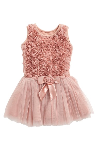 Popatu Ribbon Rosette Tutu Dress (Baby Girls) Dusty Pink thanksgiving dresses for baby girls