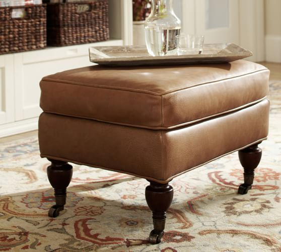 Pottery Barn BROOKLYN LEATHER OTTOMAN pottery barn leather furniture sale