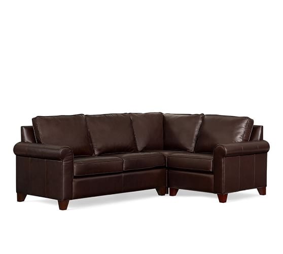 Pottery Barn CAMERON ROLL ARM LEATHER 3-PIECE SECTIONAL WITH CORNER pottery barn leather furniture sale