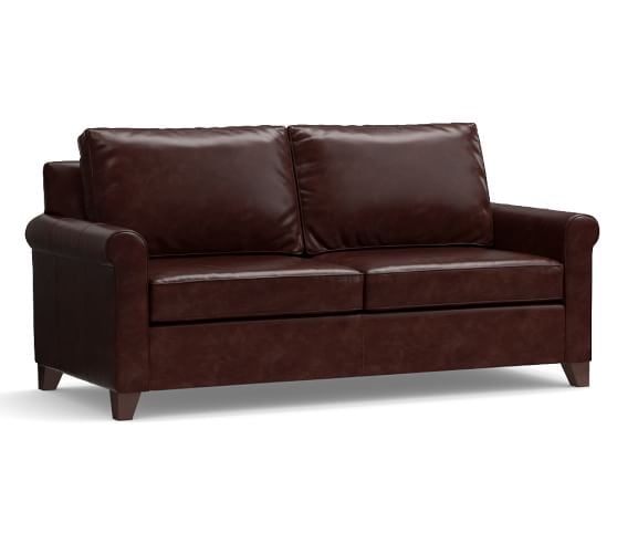Pottery Barn CAMERON ROLL ARM LEATHER SLEEPER SOFA pottery barn leather furniture sale