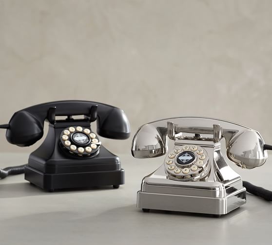 Pottery Barn CROSLEY KETTLE CLASSIC DESK PHONE Black Brushed Chrome pottery barn cyber monday sale