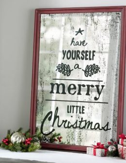 Pottery Barn FRAMED HOLIDAY MIRROR WALL ART Have Yourself A Merry Little Christmas pottery barn election day free shipping sale