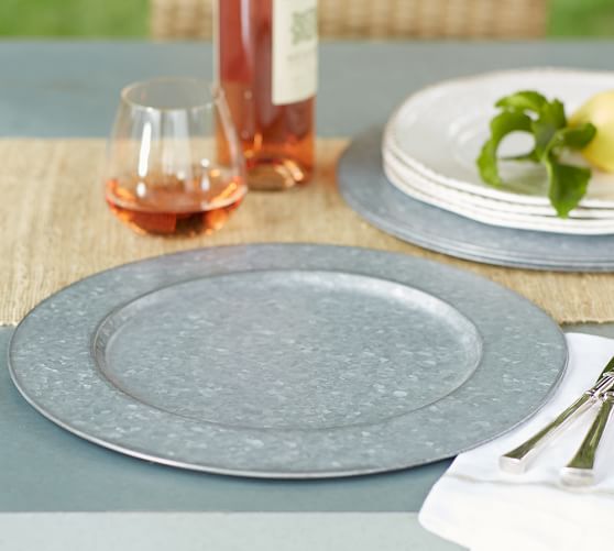 Pottery Barn GALVANIZED METAL CHARGER