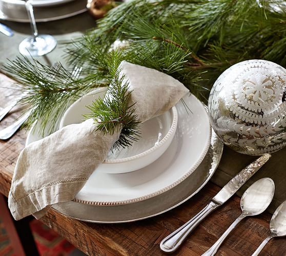 Pottery Barn HAMMERED NICKEL CHARGER plates holiday dinner party
