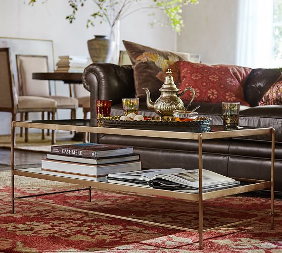Pottery Barn LEONA COFFEE TABLE ANTIQUE BRASS pottery barn buy more save more sale