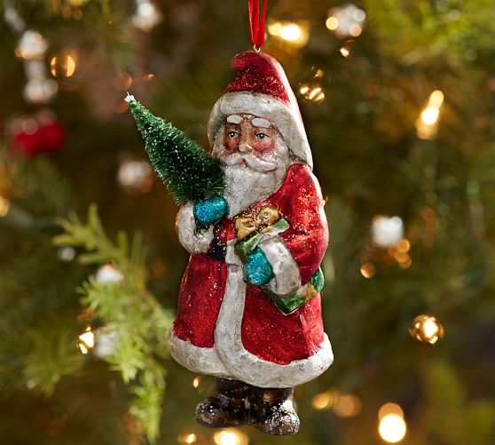 Pottery Barn MERCURY SANTA WITH TREE ORNAMENT pottery barn holiday decorating event sale