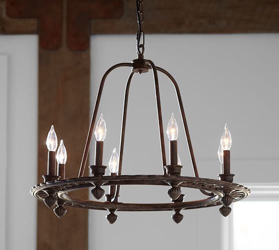 Pottery Barn ORNATE IRON RING CHANDELIER pottery barn lighting sale