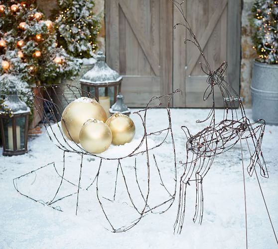 Pottery Barn OUTDOOR GOLD BALL ORNAMENTS - SET OF 6 pottery barn cyber monday sale