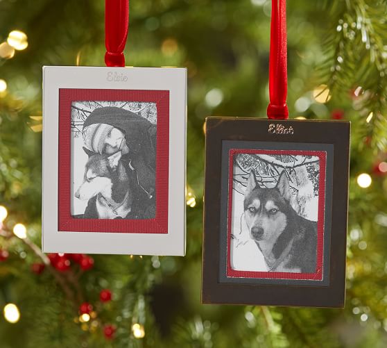 Pottery Barn PERSONALIZABLE GROSGRAIN FRAME ORNAMENT pottery barn cyber monday sale