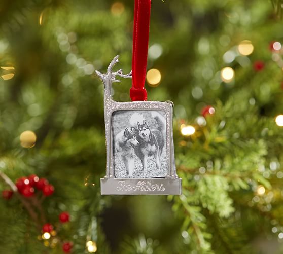 Pottery Barn PERSONALIZABLE REINDEER FRAME ORNAMENT pottery barn holiday decorating event sale