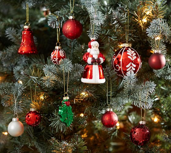 Pottery Barn RED ASSORTED GLASS ORNAMENTS - SET OF 20 pottery barn cyber monday sale